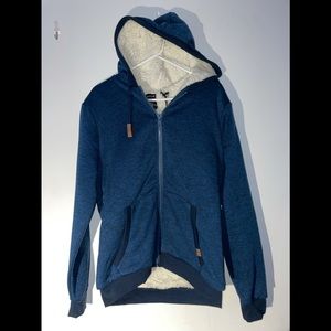 New with Tags Buffalo David Bitton Sherpa Jacket Royal Blue Mix